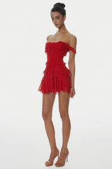 Nirva Off Shoulder Ruffle Mini Dress