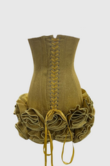 Nuala Glitter Strapless Floral Mini Dress - Gold