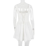 LACE CORSET MINI DRESS IN WHITE