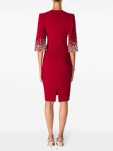 biela v-neck crystal-embellished midi dress in red