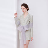 janice Mesh Ribbon Glitter blazer Dress in champagne