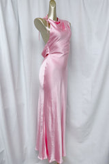 sleeveless backless satin maxi dress in pink
