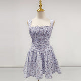 lesley blue floral print mini dress with bloomers