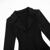 amelia v-neck ruched Blazer Mini Dress in black