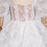 PUFF SLEEVE LACE MAXI DRESS IN WHITE