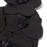 WHITE ANDIA FLOWER EMBELLISHED CROP TOP