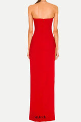 Tube Slit strapless Gown in red