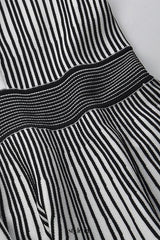 Two-tone v-neck sleeveless flared knit mini dress