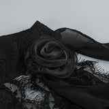 hulda cotton lace hollow maxi dress in black