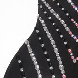 FREDA RHINESTONE PATCHWORK STRAPLESS BODYCON MINI DRESS