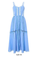 lillian embroidered hollow tube top maxi dress