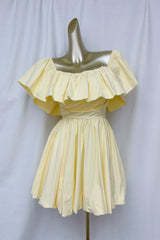 Ruffle Off-Shoulder puffy Mini Dress in yellow