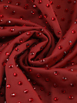 Diamond embellished pleated Midi Dress in merlot