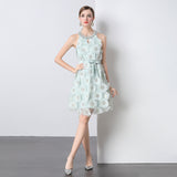 chloe rhinestone 3d flower mini dress in mint