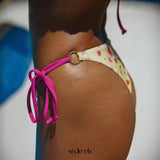 metal ring printed pattern bikini in yellow