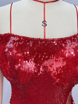 juliet sequin ruched beaded Strapless bodycon mini dress in red