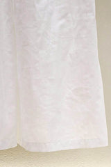 High crossover V-neck pleated maxi dress in white