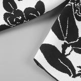 knit floral jacquard midi pencil cardigan skirt set