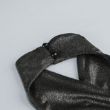 mirabelle halter jumpsuit in black silver