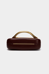 Curved Metal Box Bag in Burgundy