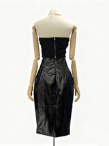 miriam black Sleeveless strapless cropped top mini skirt