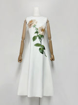 kate floral print Embellished Sleeveless Midi Dress in black