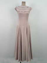A-line Jewel Neck Viscose Ankle maxi Dress in beige