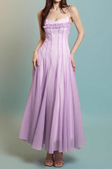 simona chiffon Chest wrap maxi dress in purple