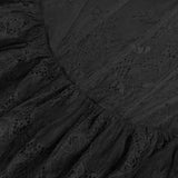 Lace Tiered flower Strapless Maxi Dress in black