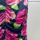 denise Floral Ruched Mini dress in purple