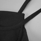 back slit knitted bandage maxi dress in black