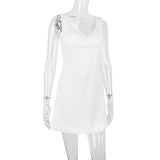 WHITE PIN TUCK MINI DRESS