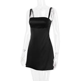 BLACK SATIN MINI DRESS