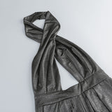 mirabelle halter jumpsuit in black silver