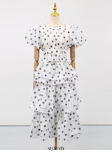 Colette Polka Dot Ruffle Skirt Two Piece Set