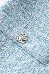 halter neck tweed vest mini dress in blue