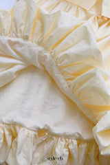 Ruffle Off-Shoulder puffy Mini Dress in yellow
