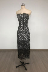 letitia Strapless Flower Embroidered Midi Dress