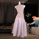 Ella pink V-Neck Sleeveless Top & Skirt Two-Piece Set