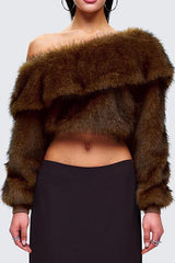 stacey One Shoulder Furry Top