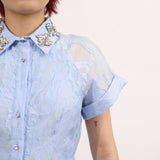 daisy Crystal embellished Midi Dress in blue