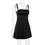 BLACK SATIN MINI DRESS