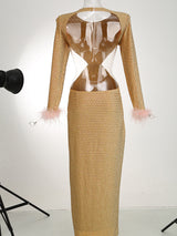 CRYSTAL SPLIT MAXI DRESS