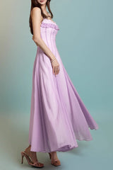 simona chiffon Chest wrap maxi dress in purple