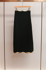 black Long knitted skirt with chain detail