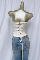 Brocade Satin Strapless Corset Top in white