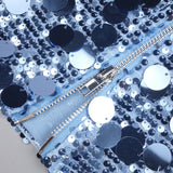 roberta Deep V-Neck Sequin Column Gown in blue