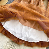 Green Embroidered Flared Mini Dress