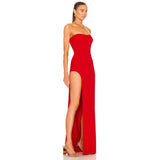 Tube Slit strapless Gown in red