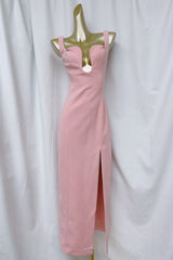 slit bonded crepe gown in pink